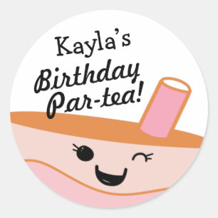 Cute Bubble Tea Boba Birthday Party Ronde Sticker