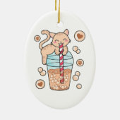 Cute Bubble Tea Cat Japanse Anime Pet Lover Keramisch Ornament (Achterkant)