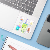 Cute Bubble Tea First Boba Life Stickers Collectio (Ordinateur portable avec iPhone)