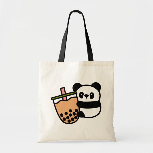 Cute Bubble Tea & Panda Beer Tote Bag (Voorkant)