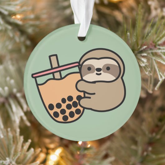 Cute Bubble Tea & Sloth Ornament (Boom)