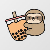 Cute Bubble Tea & Sloth Raamsticker (Vel)