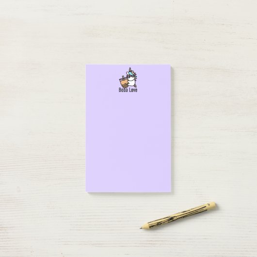 Cute Bubble Tea & Unicorn Post-it® Notes (Op bureau)