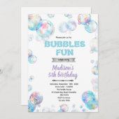 Cute bubble theme party invitation kaart (Voorkant / Achterkant)
