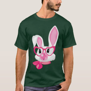 Cute Bubblegum Bunny met roze bril Funny Girl T-shirt