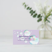 Cute Bubbles Cleaning Service Lavender Visitekaartje (Staand voorkant)