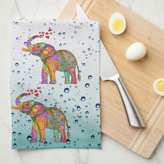 Cute Bubbles Eléphant serviette de cuisine (Quart Plié)