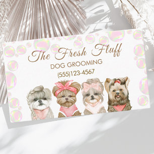 Cute Bubbles & Waterverf Dogs Grooming Service Visitekaartje