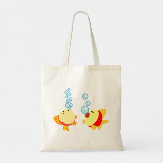 Cute Bubbling Cartoon Fish Canvas tas (Achterkant)
