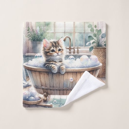 Cute Bubbly Kitten Temps de bain (Gant de toilette)