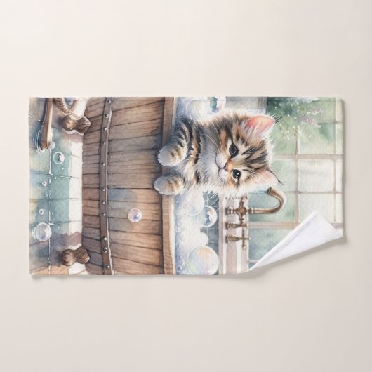 Cute Bubbly Kitten Temps de bain (Serviette à main)