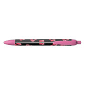 Cute Bubbly Pink Butterflies Monogram Zwarte Inkt Pen (Achterkant)