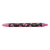 Cute Bubbly Pink Butterflies Monogram Zwarte Inkt Pen (Voorkant)