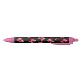 Cute Bubbly Pink Butterflies Monogram Zwarte Inkt Pen (Bodem)