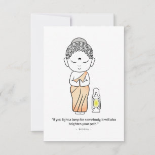 Cute Buddha met een lamp Bedankkaart