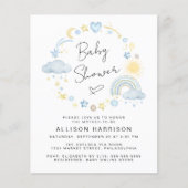 Cute Budget Boho Waterverf Baby Boy Shower Invite (Voorkant)