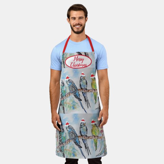 Cute Budgie Bogies Bird Birds Kerstmis Schort (Gedragen)