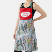 Cute Budgie Budgies Bird Birds Kerstred Apron Schort (Insitu)