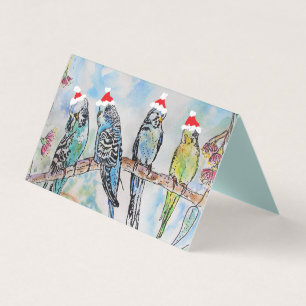 Cute Budgie Kerstmis Bogerigar Budgies Bird Kaart