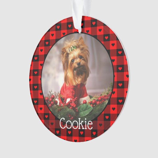 Cute Buffalo Plaid Hearts Custom Chien Animal de c (devant)