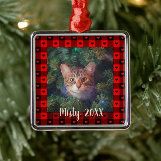Cute Buffalo Pset - hart - aangepaste kat - kerstm Metalen Ornament (Boom)