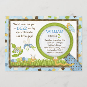 Cute Bugs Birthday Party Invitation Kaart