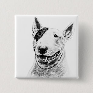 Cute Bull Terrier dog art Vierkante Button 5,1 Cm