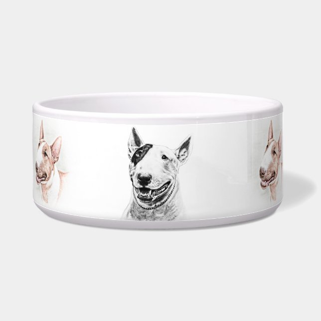 Cute Bull Terrier dog art Voerbakje (Links)