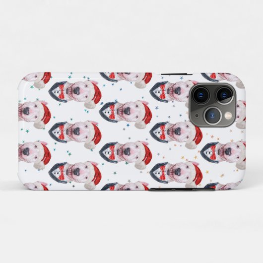 Cute Bull Terrier Dog Christmas Pattern Case-Mate iPhone Case (Achterkant (horizontaal))