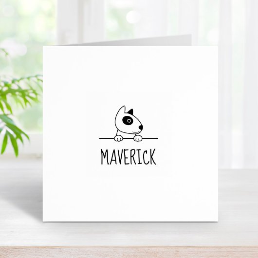 Cute Bull Terrier Dog Custom Name Rubberstempel