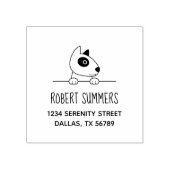 Cute Bull Terrier Dog Peeking Adres 2 Rubberstempel (Afrduk)