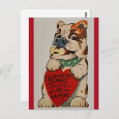 Cute  Bulldog 1950 Valentijn Briefkaart (Voorkant / Achterkant)