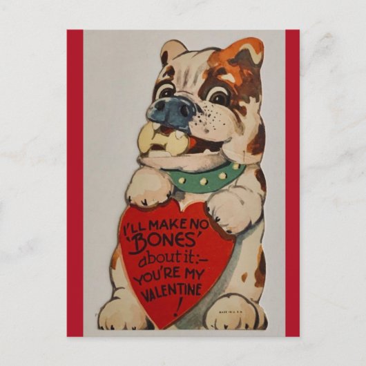 Cute  Bulldog 1950 Valentijn Briefkaart (Voorkant)