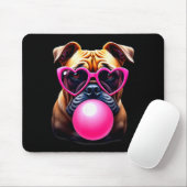 Cute Bulldog Blowing Bubble Gum  Muismat (Met muis)