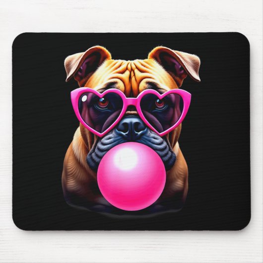 Cute Bulldog Blowing Bubble Gum  Muismat (Voorkant)