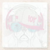 Cute Bulldog Glazen Onderzetter (Achterkant)