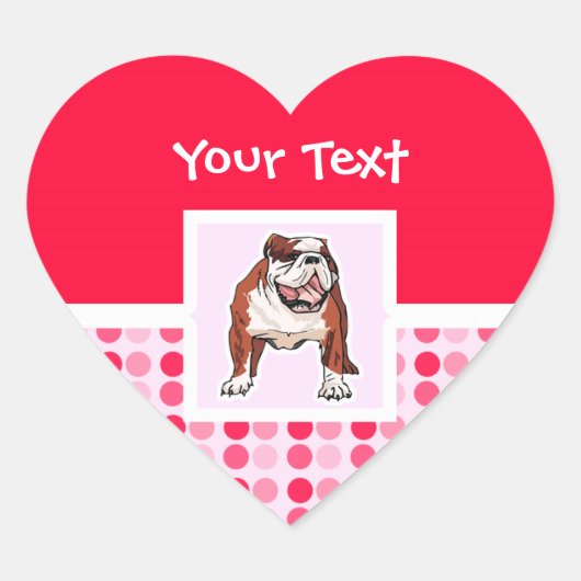 Cute Bulldog Hart Sticker (Voorkant)