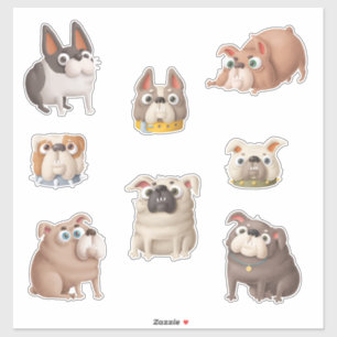 Cute Bulldog Lovers Sticker Pack