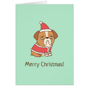 Cute Bulldog Santa Claus Merry kerstgring