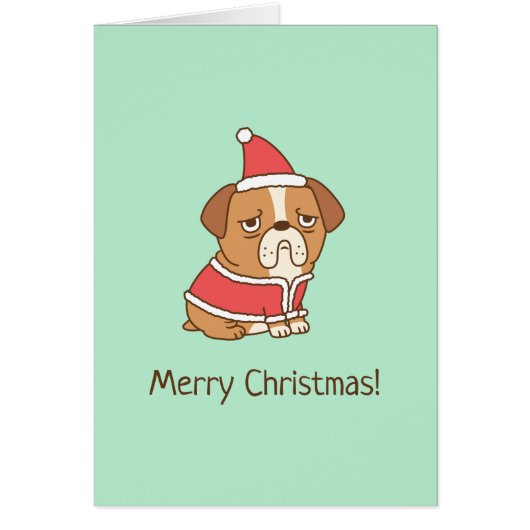 Cute Bulldog Santa Claus Merry kerstgring (Voorkant)