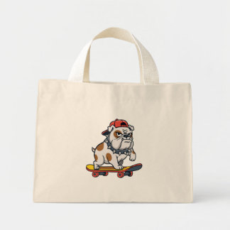 Cute Bulldog Skater and Cat Astronaut Two-Sided To Mini Tote Bag