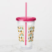 Cute Bumble Bee and Rainbows Pattern Acryl Drinkbeker (Rechts)