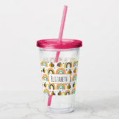 Cute Bumble Bee and Rainbows Pattern Acryl Drinkbeker (Achterkant)