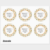 Cute Bumble Bee and Rainbows Pattern Baby shower Ronde Sticker (Vel)