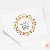 Cute Bumble Bee and Rainbows Pattern Baby shower Ronde Sticker (Envelop)