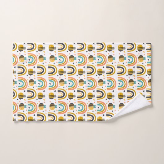 Cute Bumble Bee and Rainbows Pattern Bad Handdoek (Handdoek)