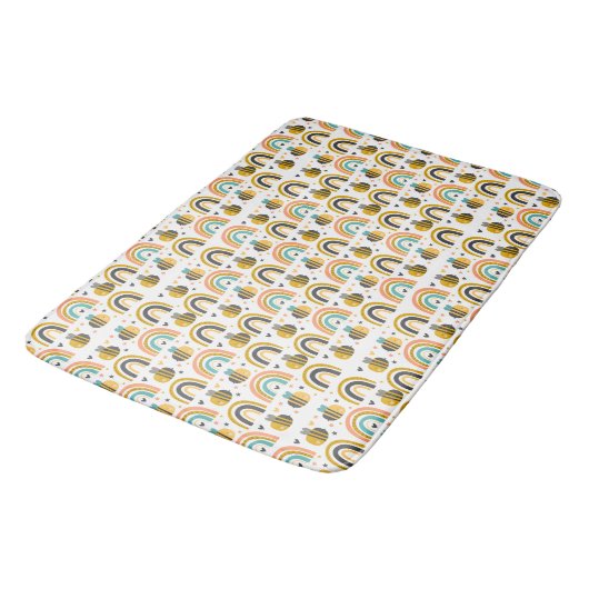 Cute Bumble Bee and Rainbows Pattern Badmat (Gekanteld)