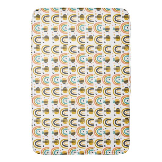 Cute Bumble Bee and Rainbows Pattern Badmat (Voorkant Verticaal)