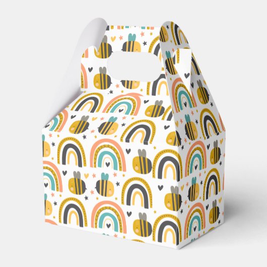 Cute Bumble Bee and Rainbows Pattern Bedankdoosjes (Voorkant Zijde)