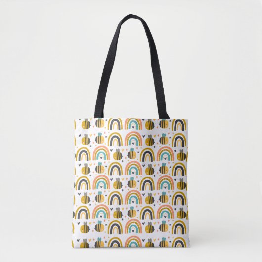 Cute Bumble Bee and Rainbows Pattern Draagtas (Voorkant)